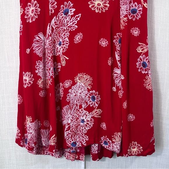 Free People Blue Hawaii Collared Short Sleeve Red Mini Dress Size L - Picture 7 of 16